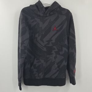 Jordan Boys Black and Dark Gray Patterned Hoodie